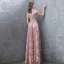 Chic / Beautiful Pearl Pink Evening Dresses  2019 A-Line / Princess Lace Beading Rhinestone Sequins Scoop Neck Sleeveless Floor-Length / Long Formal Dresses
