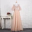 Modern / Fashion Grey Handmade  Beading Evening Dresses  2019 A-Line / Princess Rhinestone Sequins V-Neck Bell sleeves Backless Floor-Length / Long Formal Dresses