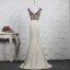 Luxury / Gorgeous Khaki Handmade  Beading Evening Dresses  2019 Trumpet / Mermaid Crystal Rhinestone Scoop Neck Sleeveless Backless Sweep Train Formal Dresses