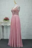Moderne / Mode Rose Bonbon Fait main Perlage Robe De Soirée 2019 Princesse Cristal Perle Paillettes V-Cou Sans Manches Dos Nu Longue Robe De Ceremonie