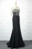 Moderne / Mode 2 Pièces Perlage Perle Rose Robe De Soirée 2019 Trompette / Sirène Cristal Faux Diamant Gland Encolure Dégagée Sans Manches Longue Robe De Ceremonie