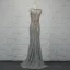 Luxury / Gorgeous Silver Handmade  Beading Evening Dresses  2019 Trumpet / Mermaid Crystal Sequins Rhinestone Tassel Scoop Neck Sleeveless Sweep Train Formal Dresses