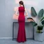 Chic / Beautiful Burgundy Evening Dresses  2018 Trumpet / Mermaid Beading Crystal Tassel Scoop Neck Sleeveless Floor-Length / Long Formal Dresses