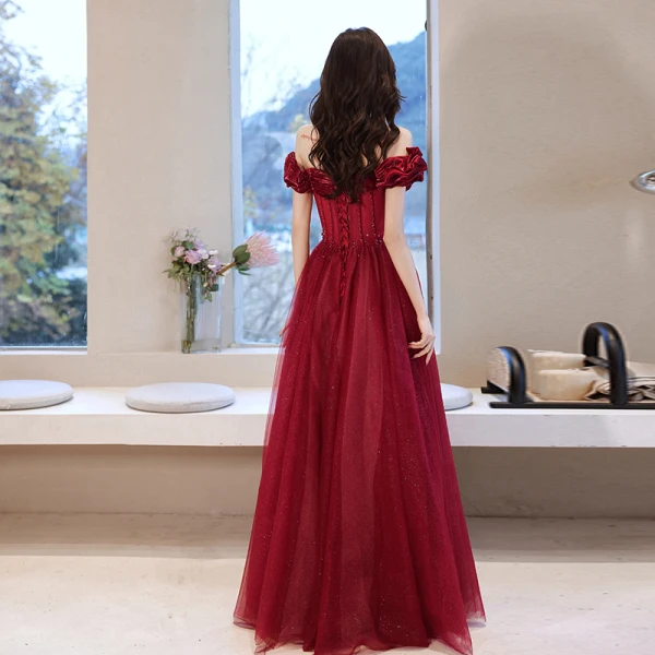 Charmant Rosa Ballkleider 2021 A Linie Off Shoulder Ärmellos Rückenfreies Kristall Lange Ball Festliche Kleider
