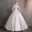Modest / Simple Ivory Wedding Dresses 2019 Ball Gown Scoop Neck Short Sleeve Backless Floor-Length / Long
