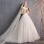 Elegant Ivory Wedding Dresses 2019 A-Line / Princess Lace Appliques Beading Sequins Scoop Neck Sleeveless Backless Court Train