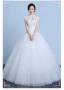 Elegant White Wedding Dresses 2019 Ball Gown Lace Flower Pearl Sequins High Neck Short Sleeve Backless Cathedral Train
