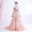 Mode Perle Rose Robe De Soirée 2021 Princesse De l'épaule Glitter Perlage Faux Diamant Paillettes Sans Manches Dos Nu Train De Balayage Robe De Ceremonie