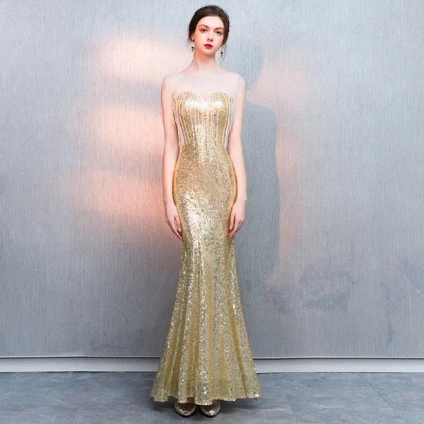 Charmant Rougissant Rose Robe De Soirée 2019 Trompette / Sirène Perlage Gland Encolure Dégagée Sans Manches Longue Robe De Ceremonie