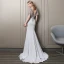 Sexy Silver Evening Dresses  2018 Trumpet / Mermaid Crystal Rhinestone Beading Pearl Sequins V-Neck Backless Short Sleeve Sweep Train Formal Dresses