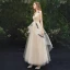 Élégant Champagne Robe De Soirée 2019 Princesse Bretelles Spaghetti En Dentelle Appliques Sans Manches Dos Nu Longueur Cheville Robe De Ceremonie