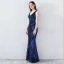Chic / Belle Bleu Roi Robe De Soirée 2019 Trompette / Sirène V-Cou Sans Manches Paillettes Dos Nu Longue Robe De Ceremonie