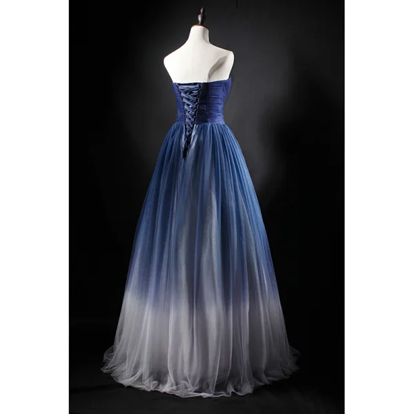 Chic / Beautiful Gradient-Color Prom Dresses 2019 A-Line / Princess Strapless Sleeveless Backless Floor-Length / Long Formal Dresses