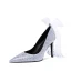 Lyx Glittrande Silver Brudskor 2019 Rosett Läder Rhinestone 9 cm Stilettklackar Spetsiga Bröllop Pumps