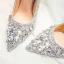 Scintillantes Argenté Chaussure De Mariée 2019 Cuir Perlage Cristal Faux Diamant Paillettes 10 cm Talons Aiguilles À Bout Rond Mariage Escarpins
