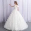 Élégant Ivoire Robe De Mariée 2019 Robe Boule De l'épaule Perlage En Dentelle Appliques Manches Courtes Dos Nu Longue