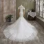 Fashion White Trumpet / Mermaid Wedding Dresses 2021 Off-The-Shoulder Glitter Sequins Lace Flower Sleeveless Backless Cathedral Train Wedding