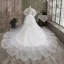Luxury / Gorgeous Ivory Trumpet / Mermaid Wedding Dresses 2021 V-Neck Beading Pearl Lace Flower Long Sleeve Backless Cathedral Train Wedding