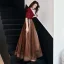 Modern / Fashion Burgundy Evening Dresses  2019 A-Line / Princess V-Neck Tassel Sequins 1/2 Sleeves Backless Floor-Length / Long Formal Dresses