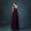 Chic / Beautiful Grape Bridesmaid Dresses 2018 A-Line / Princess Bow Flower Scoop Neck Backless Sleeveless Floor-Length / Long Wedding Party Dresses
