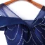 Charming Glitter Navy Blue Evening Dresses  2019 A-Line / Princess Scoop Neck Short Sleeve Backless Floor-Length / Long Formal Dresses