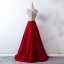 Elegante Burgunderrot Ballkleider 2019 A Linie One-Shoulder Rückenfreies Pailletten Quaste Ärmellos Sweep / Pinsel Zug Festliche Kleider