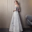 Élégant Gris Robe De Soirée 2019 Princesse De l'épaule Perlage En Dentelle Fleur Manches Courtes Dos Nu Longue Robe De Ceremonie
