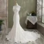 Charmant Blanche Trompette / Sirène Robe De Mariée 2021 V-Cou Perlage Gland En Dentelle Fleur Sans Manches Dos Nu Cathedral Train Mariage