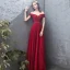 Charmant Bordeaux Robe De Soirée 2019 Princesse De l'épaule Perlage Cristal En Dentelle Fleur Paillettes Manches Courtes Dos Nu Longue Robe De Ceremonie