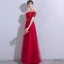 Chic / Beautiful Burgundy Evening Dresses  2019 A-Line / Princess Off-The-Shoulder Appliques Lace Flower Crystal Short Sleeve Backless Floor-Length / Long Formal Dresses