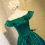 Vintage / Retro Dark Green Homecoming Graduation Dresses 2019 A-Line / Princess Off-The-Shoulder Ruffle Short Sleeve Backless Short Formal Dresses
