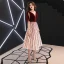 Modern / Fashion Burgundy Homecoming Graduation Dresses 2019 A-Line / Princess Suede Scoop Neck Striped Rhinestone Sleeveless Backless Tea-length Formal Dresses