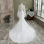 Elegant White Trumpet / Mermaid Wedding Dresses 2021 Scoop Neck Beading Lace Flower Long Sleeve Backless Cathedral Train Wedding