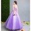 Affordable Lilac Prom Dresses 2019 A-Line / Princess V-Neck Appliques Lace Flower Beading Crystal Sleeveless Backless Floor-Length / Long Formal Dresses