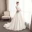 Luxury / Gorgeous Ivory Wedding Dresses 2019 A-Line / Princess High Neck Beading Crystal Lace Flower Pearl Sleeveless Backless Court Train