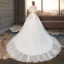 Modern / Fashion Ivory Wedding Dresses 2019 Ball Gown Off-The-Shoulder Lace Flower Short Sleeve Backless Cathedral Train