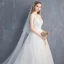 Schöne Weiß Brautkleider / Hochzeitskleider 2019 A Linie V-Ausschnitt Spitze Blumen Ärmellos Rückenfreies Kathedrale Schleppe