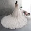 Modern / Fashion Champagne Wedding Dresses 2019 A-Line / Princess Scoop Neck Lace Flower Appliques Butterfly Long Sleeve Backless Royal Train