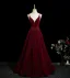 Demure Burgundy Sequins Prom Dresses 2025 A-Line / Princess Spaghetti Straps Sleeveless Backless Floor-Length / Long Formal Dresses
