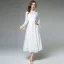 Simple Ivoire Désinvolte Robes longues 2019 Princesse Encolure Dégagée Volants Manches Longues Thé Longueur Vêtements Femme