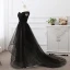 Elegant Black Prom Dresses 2019 A-Line / Princess Off-The-Shoulder Short Sleeve Backless Bow Court Train Formal Dresses
