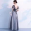 Chic / Beautiful Black Evening Dresses  2019 A-Line / Princess V-Neck Lace Flower Short Sleeve Backless Floor-Length / Long Formal Dresses