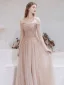 Charmant Rougissant Rose Robe De Soirée 2021 Princesse De l'épaule Perlage Étoile Paillettes 3/4 Manches Dos Nu Longue Robe De Ceremonie