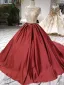 Sparkly Vintage / Retro Grey Handmade  Beading Prom Dresses 2019 Ball Gown Scoop Neck Crystal Pearl Sequins Short Sleeve Backless Bow Cathedral Train Formal Dresses