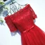 Luxury / Gorgeous Red Formal Dresses 2017 Lace Flower Bow Sequins Square Neckline Short Sleeve Floor-Length / Long A-Line / Princess Evening Dresses