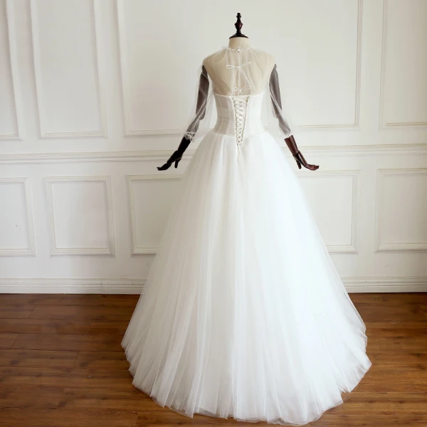 Chic / Belle Ivoire Robe De Mariée 2019 Princesse Encolure Dégagée 3/4 Manches Dos Nu Longue