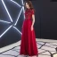 Chic / Belle Bordeaux Robe De Bal 2019 Princesse Encolure Dégagée En Dentelle Fleur Appliques Perle Faux Diamant Manches Courtes Longue Robe De Ceremonie