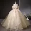 Flower Fairy Champagne Beading Lace Flower Appliques Sequins Prom Dresses 2025 Ball Gown Floor-Length / Long Scoop Neck Short Sleeve Prom Formal Dresses
