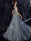 Charmant Océan Bleu Robe De Soirée 2021 Princesse De l'épaule Glitter Paillettes Sans Manches Dos Nu Longue Soirée Robe De Ceremonie
