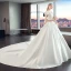 Élégant Simple Ivoire Robe De Mariée 2019 Princesse De l'épaule Manches Courtes Dos Nu Cathedral Train